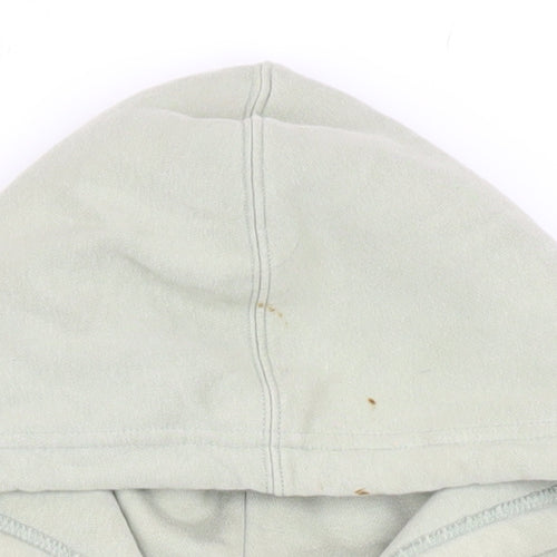 Bershka Women's Sage Green Full Zip Hoodie Size S Cropped California Print