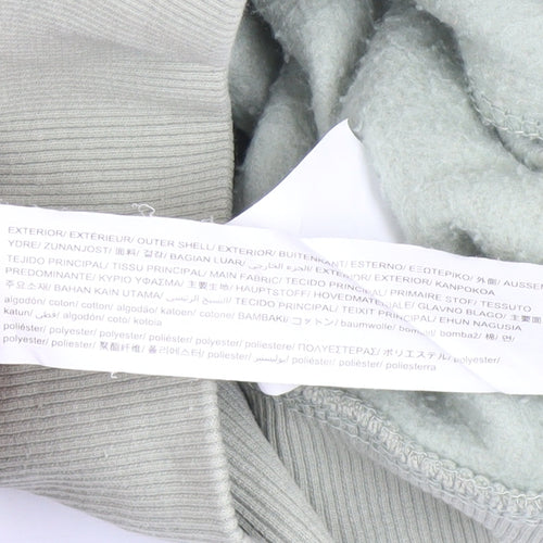Bershka Women's Sage Green Full Zip Hoodie Size S Cropped California Print