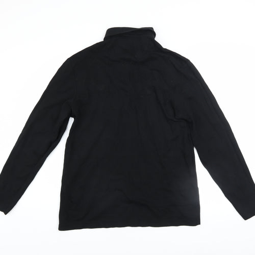 Farah Men's Black Long Sleeve Button-Down Cotton Polo Shirt Size L