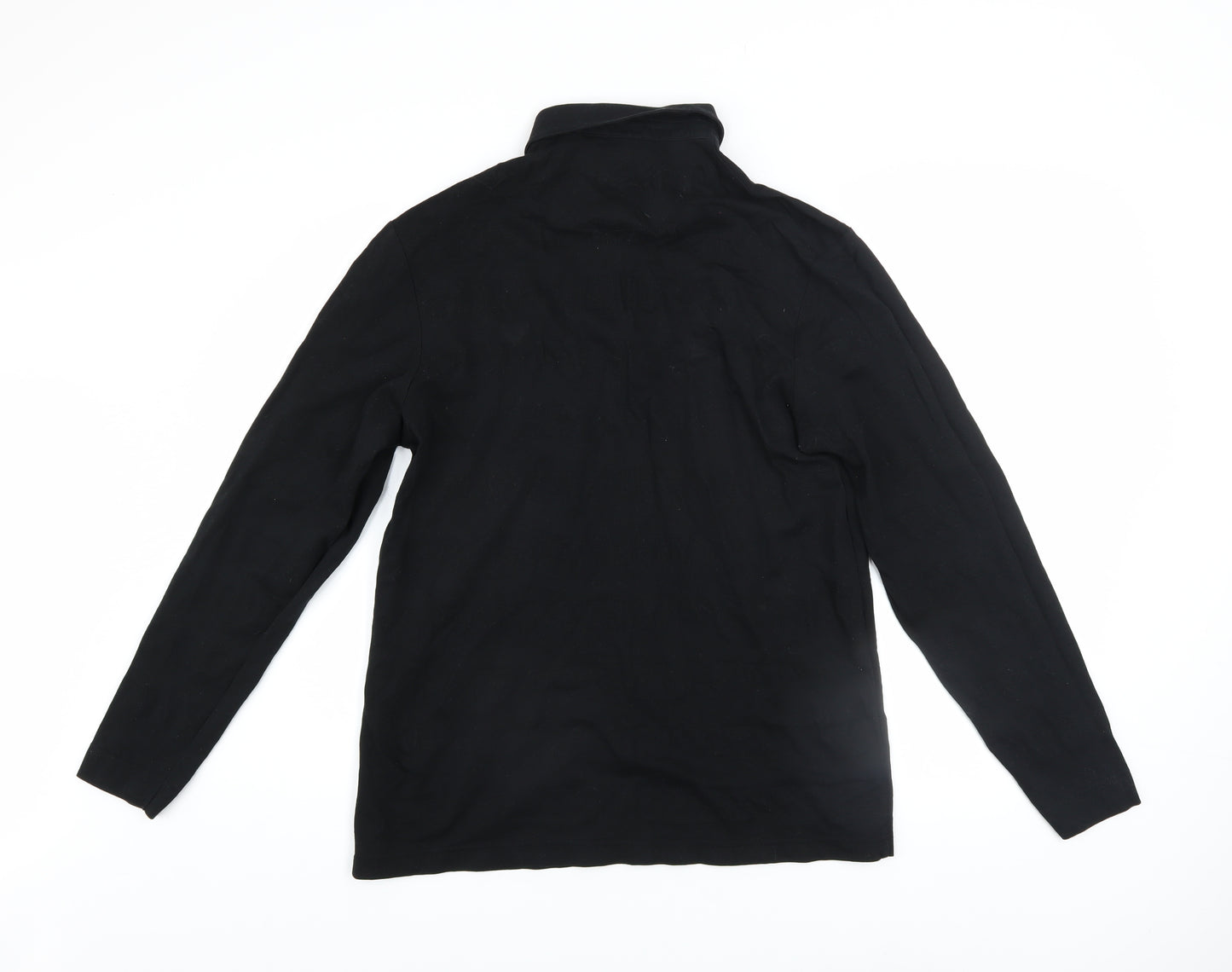 Farah Men's Black Long Sleeve Button-Down Cotton Polo Shirt Size L