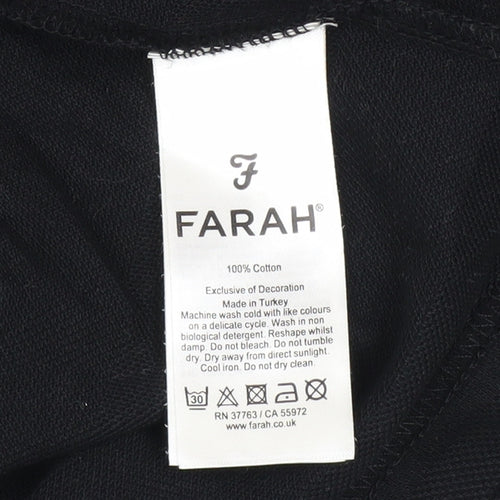 Farah Men's Black Long Sleeve Button-Down Cotton Polo Shirt Size L
