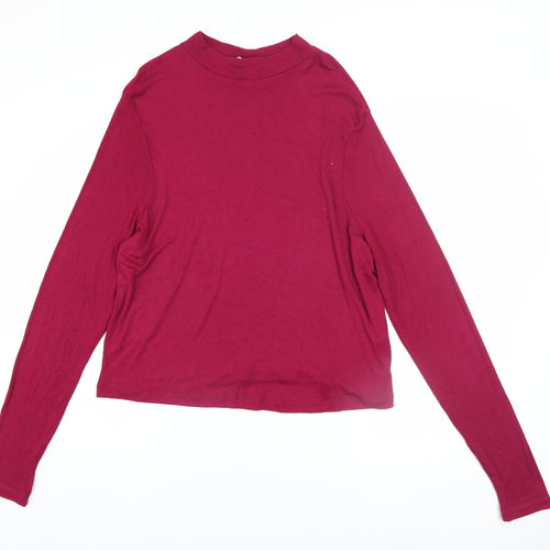 ASOS Women Red Mock Neck Long Sleeve Stretch Jersey Top Size 22