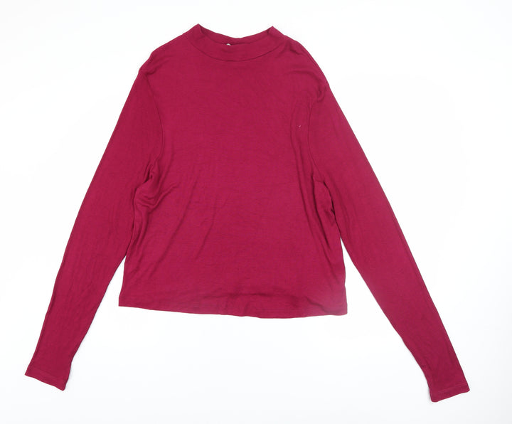 ASOS Women Red Mock Neck Long Sleeve Stretch Jersey Top Size 22