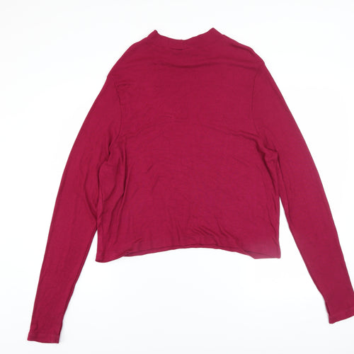 ASOS Women Red Mock Neck Long Sleeve Stretch Jersey Top Size 22