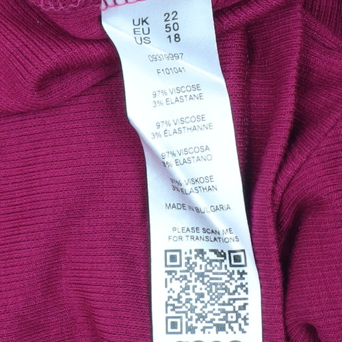 ASOS Women Red Mock Neck Long Sleeve Stretch Jersey Top Size 22