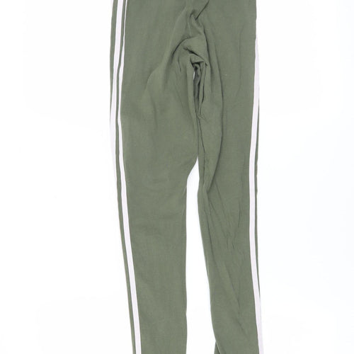 Adidas Women’s Green 3-Stripes Leggings Size 4 Cotton Stretch