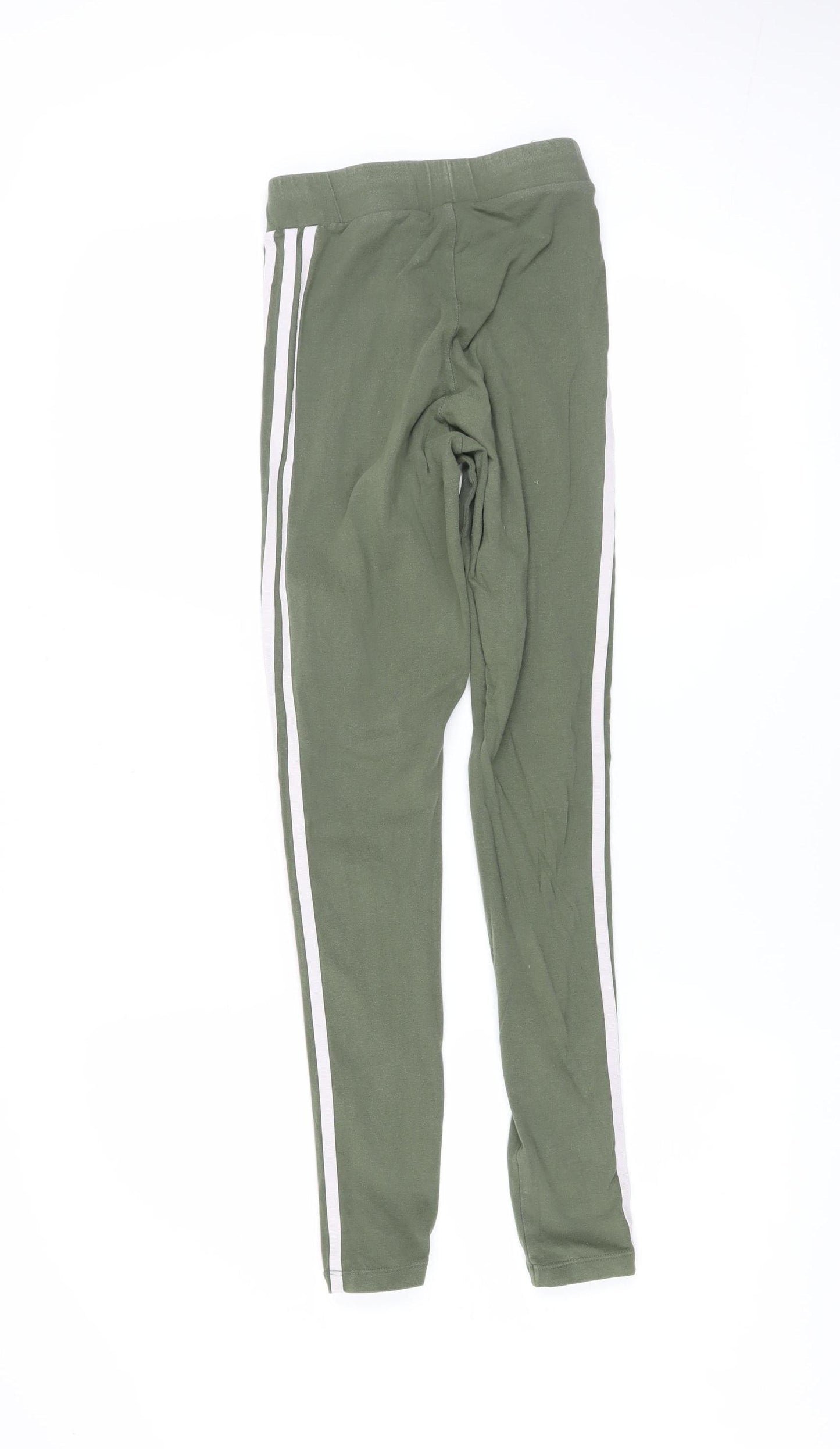 Adidas Women’s Green 3-Stripes Leggings Size 4 Cotton Stretch