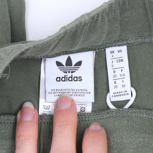 Adidas Women’s Green 3-Stripes Leggings Size 4 Cotton Stretch