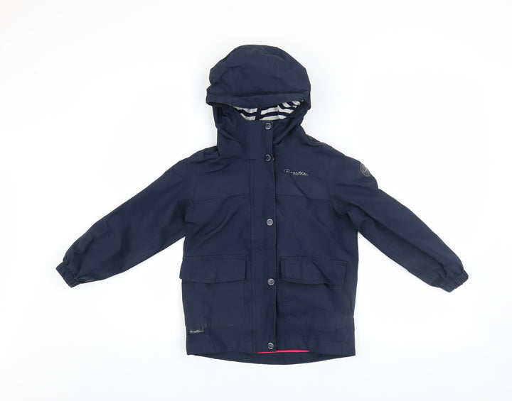 Regatta Girls Blue Waterproof Hooded Rain Coat Jacket 5-6 Years