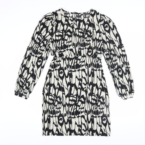 ONLY Women’s Black Geometric Shift Dress XL Long Sleeve
