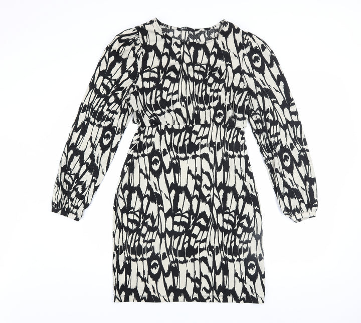 ONLY Women’s Black Geometric Shift Dress XL Long Sleeve