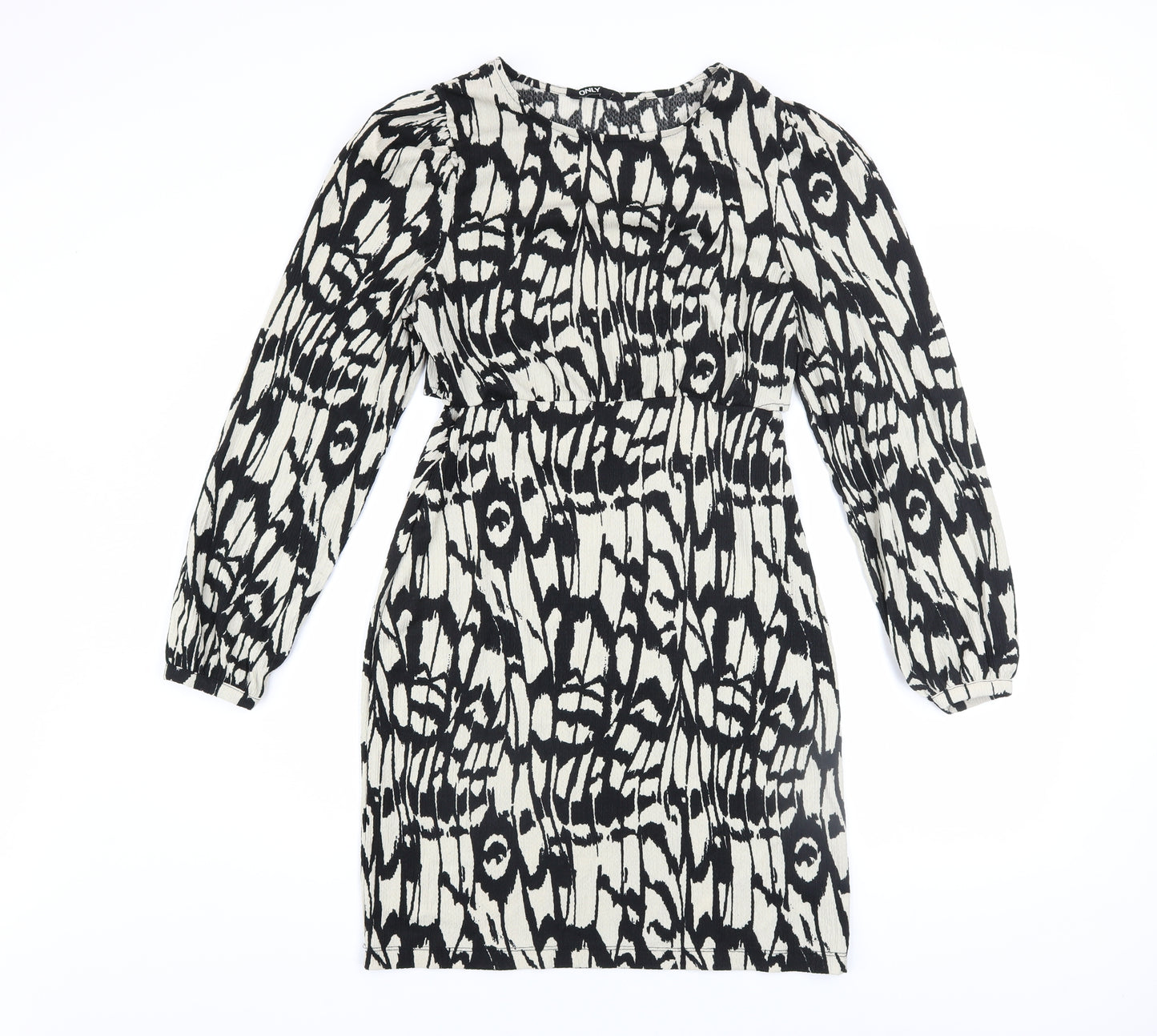 ONLY Women’s Black Geometric Shift Dress XL Long Sleeve