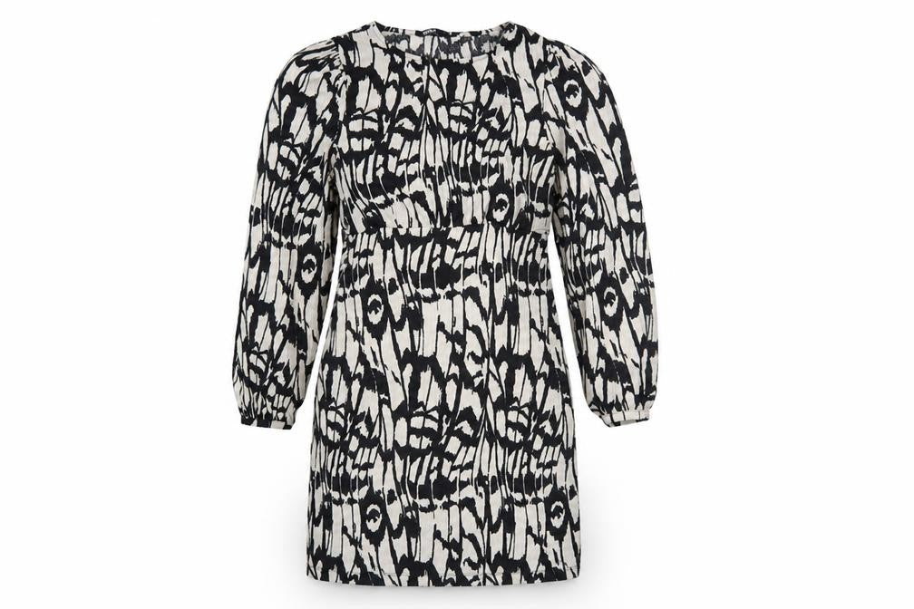 ONLY Women’s Black Geometric Shift Dress XL Long Sleeve