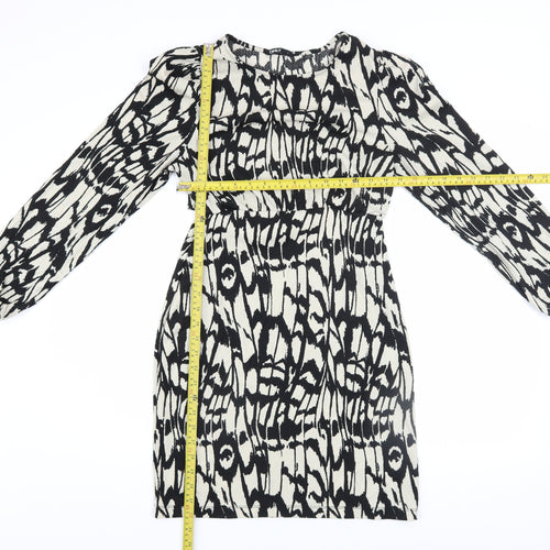 ONLY Women’s Black Geometric Shift Dress XL Long Sleeve