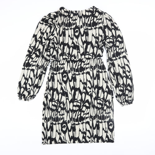 ONLY Women’s Black Geometric Shift Dress XL Long Sleeve