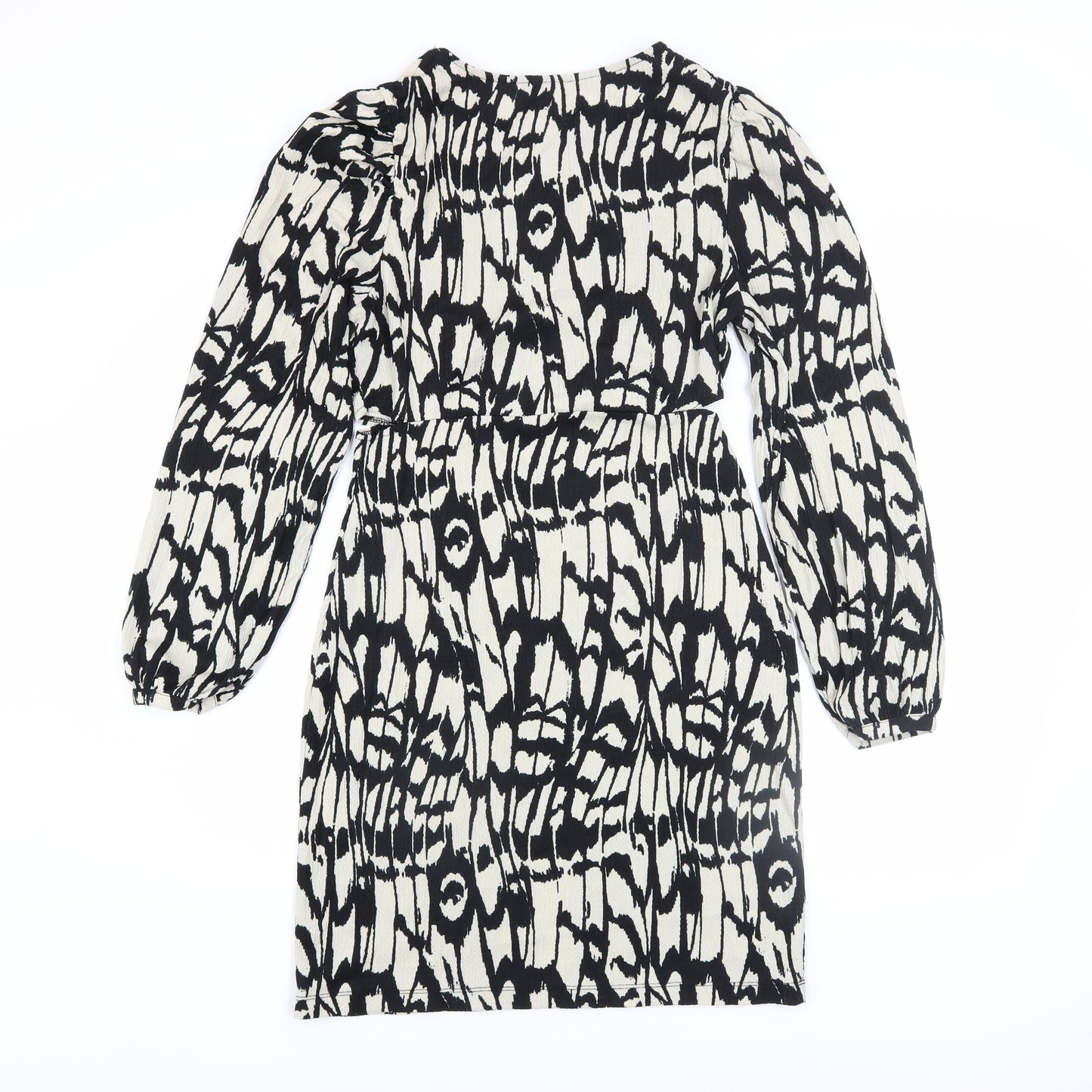 ONLY Women’s Black Geometric Shift Dress XL Long Sleeve