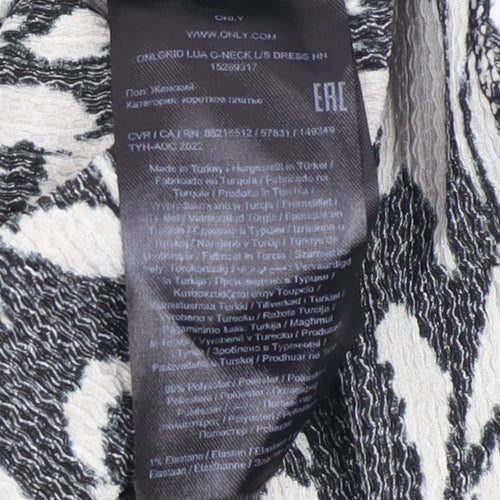 ONLY Women’s Black Geometric Shift Dress XL Long Sleeve