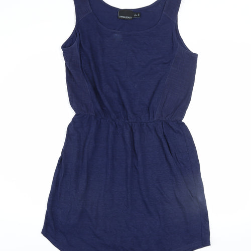 Cynthia Rowley Women Blue Linen Sleeveless Tank Dress L