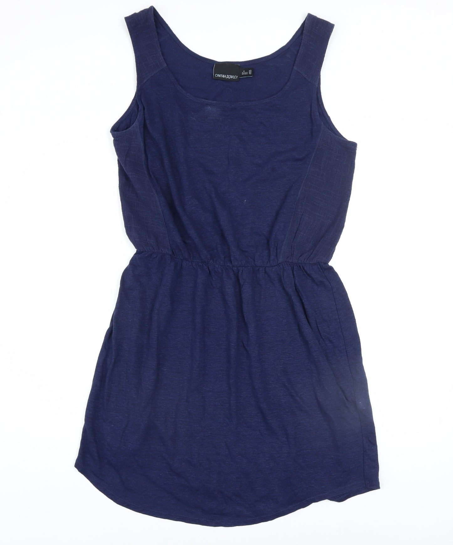 Cynthia Rowley Women Blue Linen Sleeveless Tank Dress L