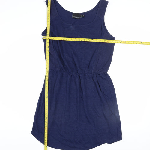 Cynthia Rowley Women Blue Linen Sleeveless Tank Dress L