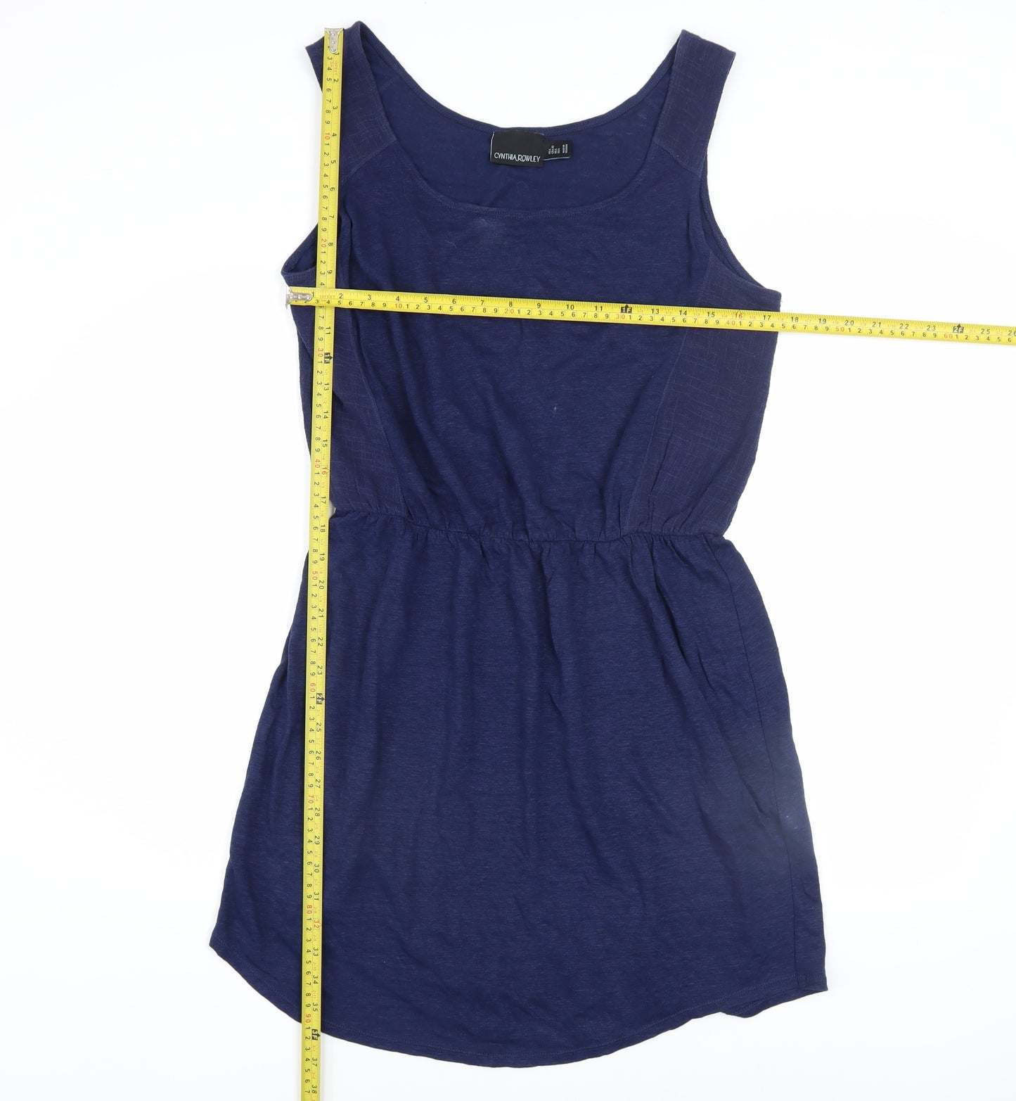 Cynthia Rowley Women Blue Linen Sleeveless Tank Dress L