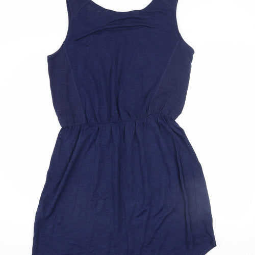 Cynthia Rowley Women Blue Linen Sleeveless Tank Dress L