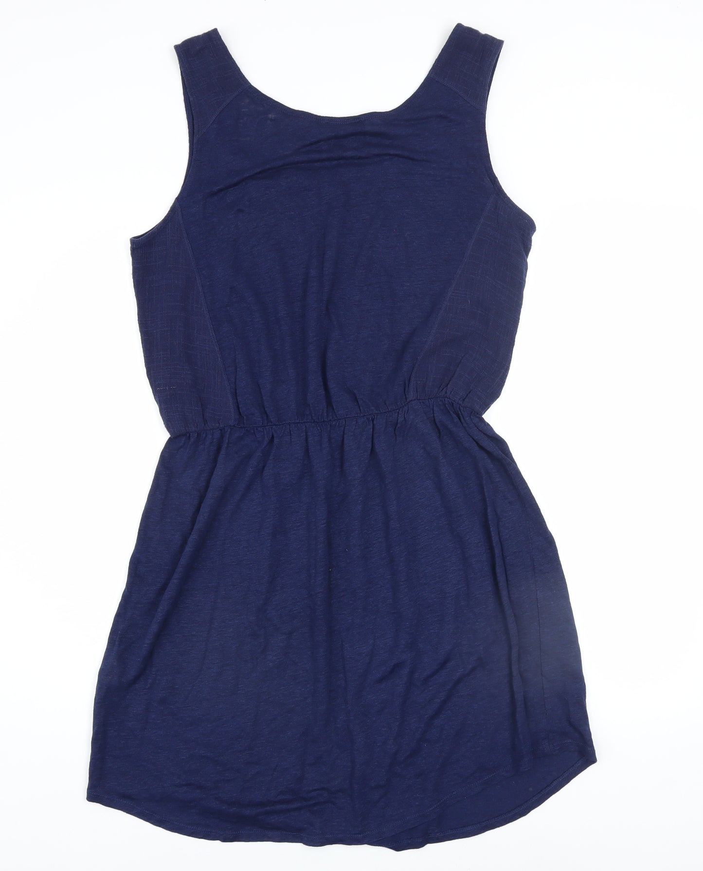 Cynthia Rowley Women Blue Linen Sleeveless Tank Dress L