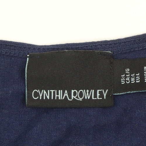 Cynthia Rowley Women Blue Linen Sleeveless Tank Dress L