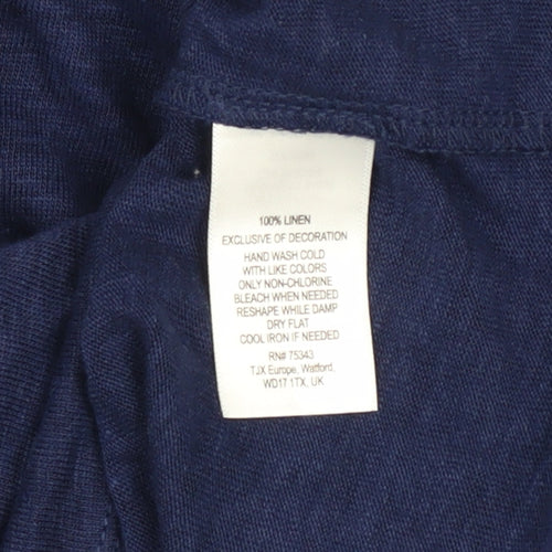 Cynthia Rowley Women Blue Linen Sleeveless Tank Dress L