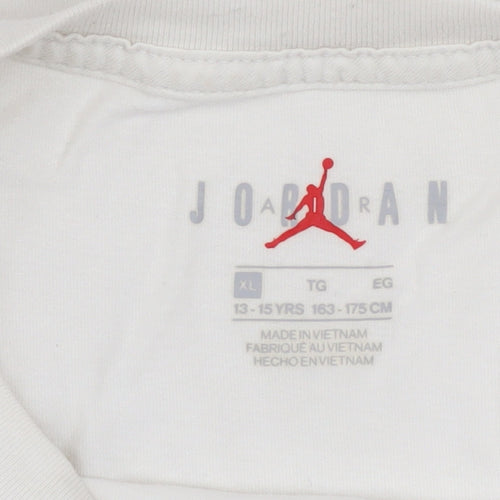 Jordan Boys White Cotton Crew Neck T-Shirt XL 13-15 Years Sports Logo Tee