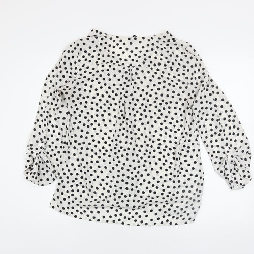 Divided Women’s White Polka Dot Long Sleeve Chiffon Blouse Size 8
