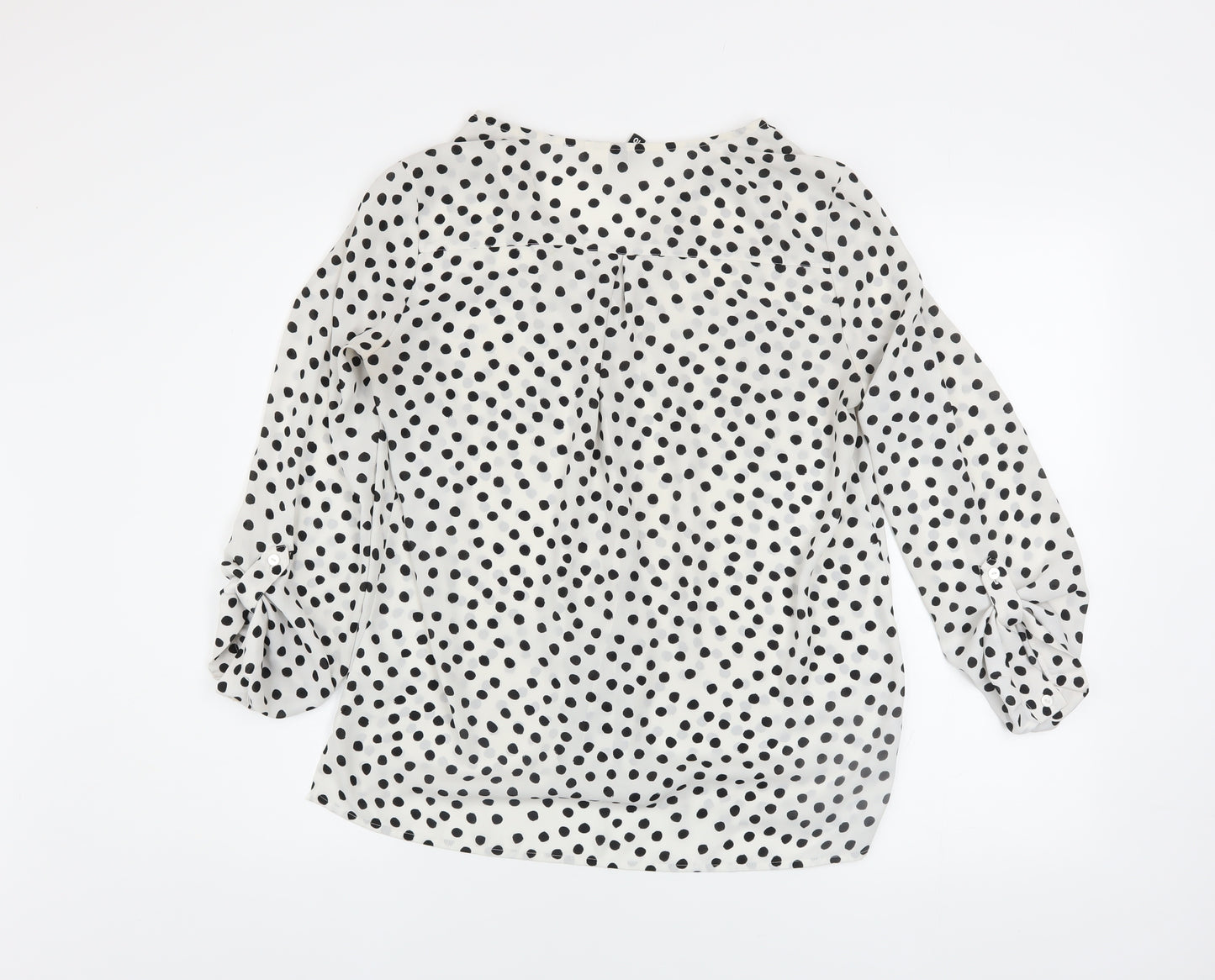 Divided Women’s White Polka Dot Long Sleeve Chiffon Blouse Size 8