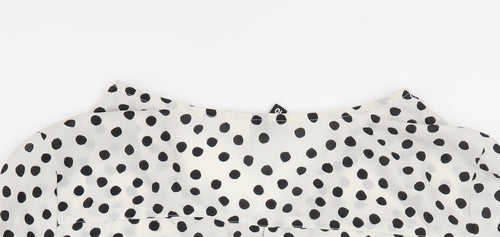 Divided Women’s White Polka Dot Long Sleeve Chiffon Blouse Size 8