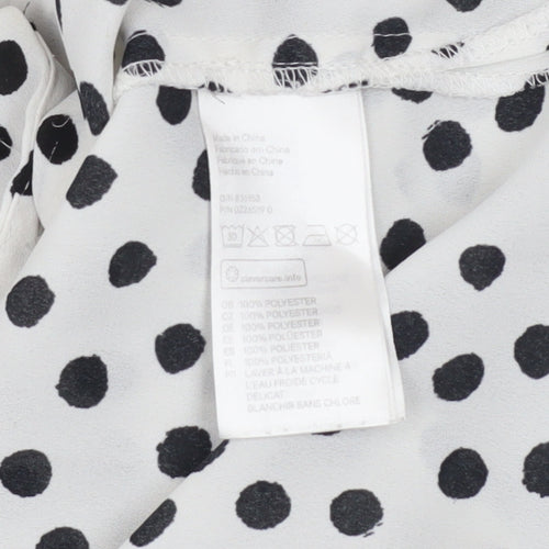Divided Women’s White Polka Dot Long Sleeve Chiffon Blouse Size 8