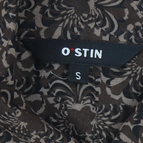 O'Stin Women's Brown Floral Chiffon Button-Up Blouse Size S