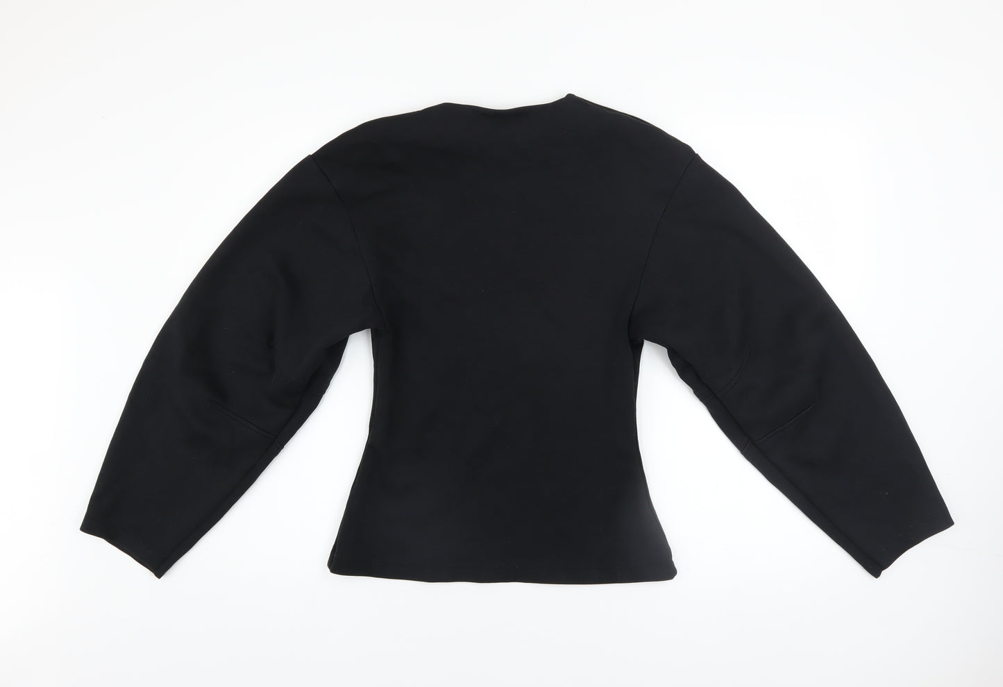 ZARA Women Black Pullover Sweatshirt Medium Cotton Blend Crew Neck