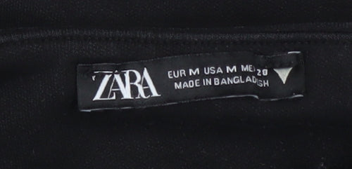 ZARA Women Black Pullover Sweatshirt Medium Cotton Blend Crew Neck