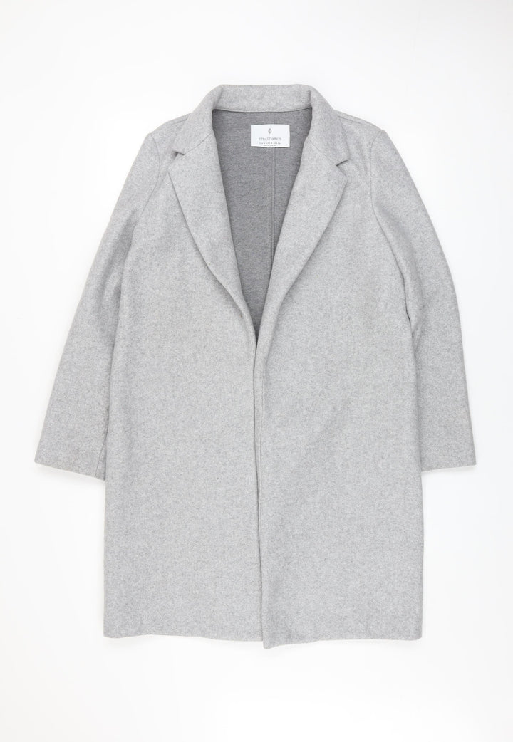 Stradivarius Women Grey Regular Fit Mid-Length Overcoat Size S