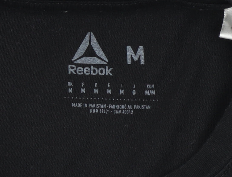 Reebok Men’s Black Graphic Print Sports T-Shirt Size M