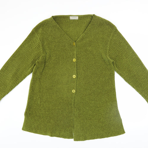 Theme Women Green Acrylic V-Neck Button Cardigan Size 10/12