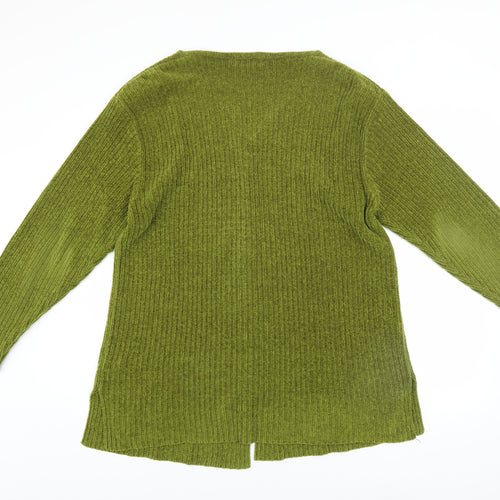 Theme Women Green Acrylic V-Neck Button Cardigan Size 10/12