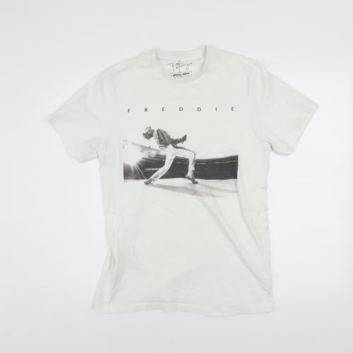 Topman Men’s White Freddie Mercury Band Graphic Cotton T-Shirt Size S