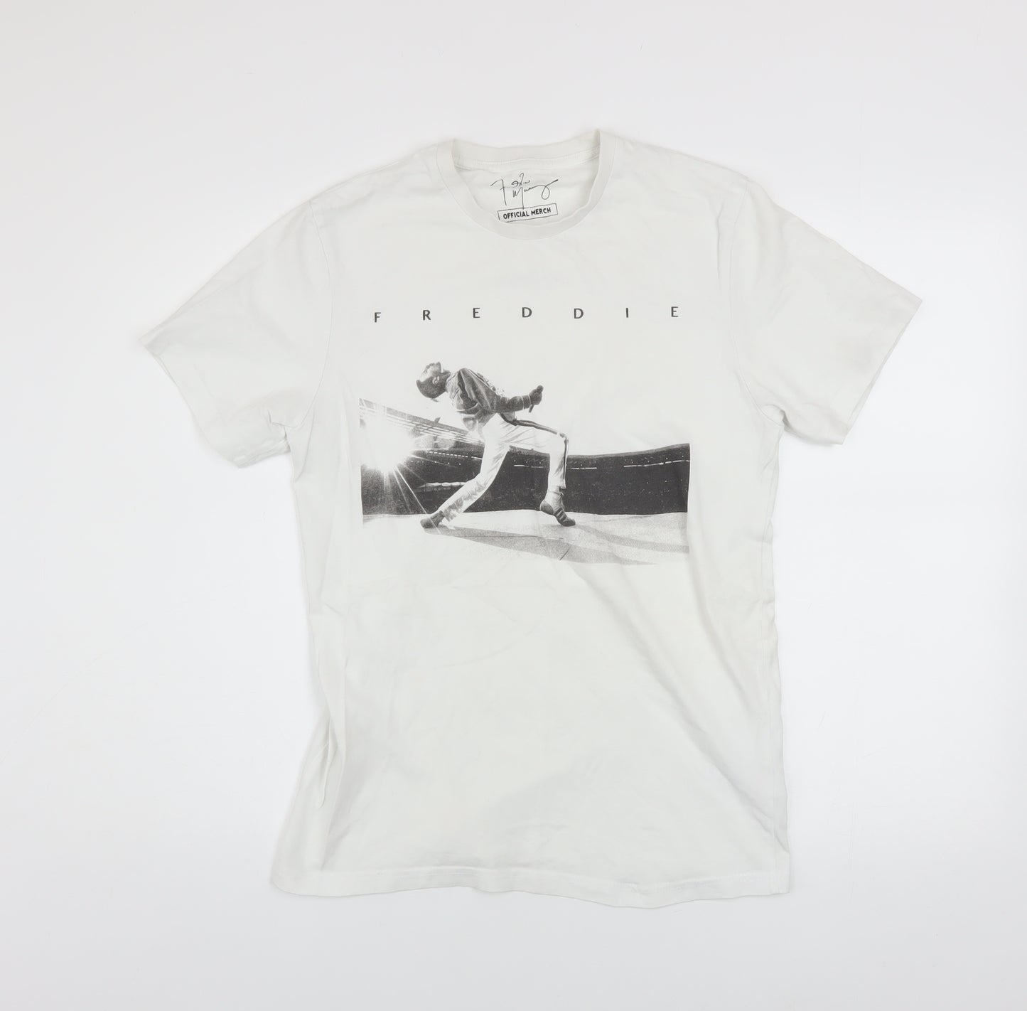 Topman Men’s White Freddie Mercury Band Graphic Cotton T-Shirt Size S