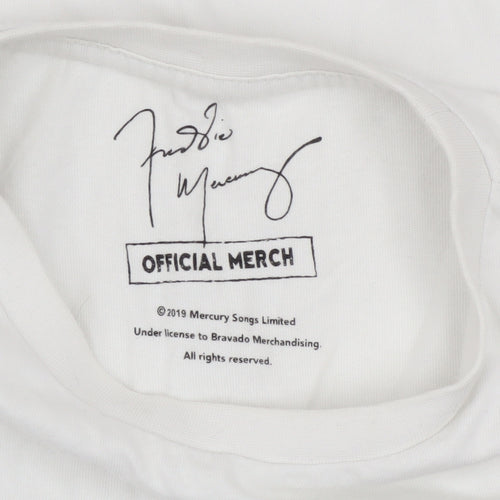 Topman Men’s White Freddie Mercury Band Graphic Cotton T-Shirt Size S