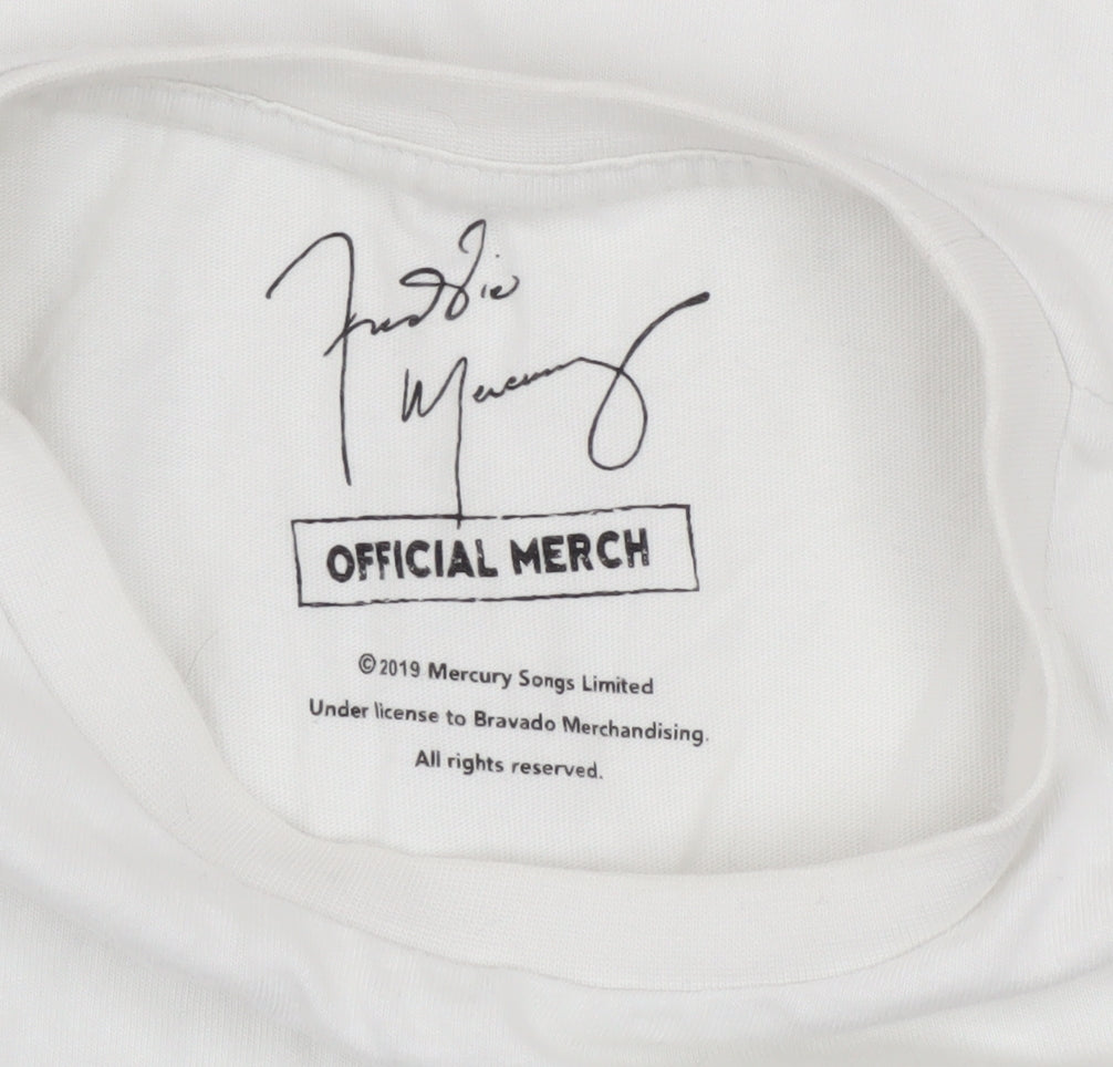 Topman Men’s White Freddie Mercury Band Graphic Cotton T-Shirt Size S