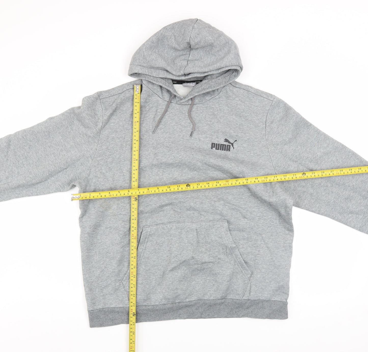 Puma Men's Grey XL Pullover Hoodie Sweatshirt with Logo