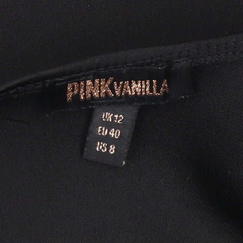 Pink Vanilla Women’s Black One Shoulder Ruffle Bodysuit UK 12