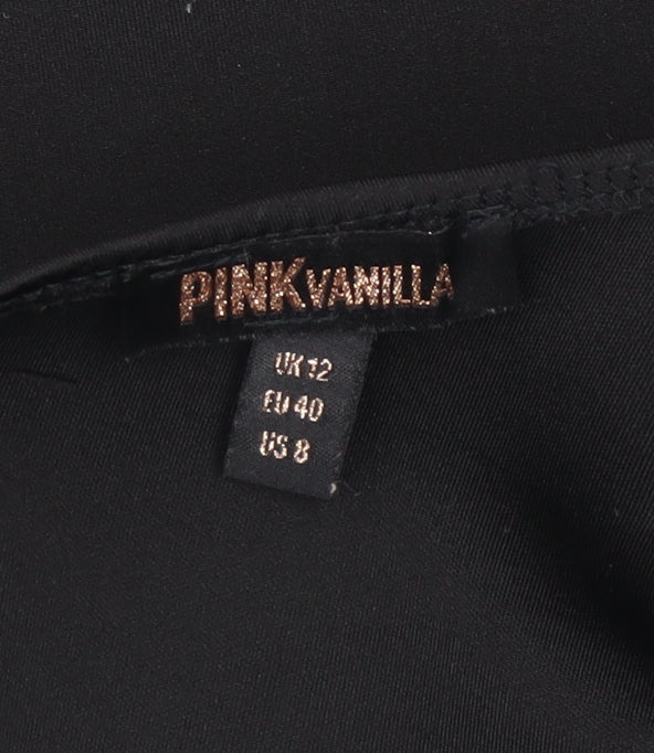 Pink Vanilla Women’s Black One Shoulder Ruffle Bodysuit UK 12