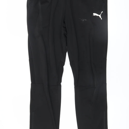 Puma Men's Black L Track Pants Polyester Tapered Leg Sportswear