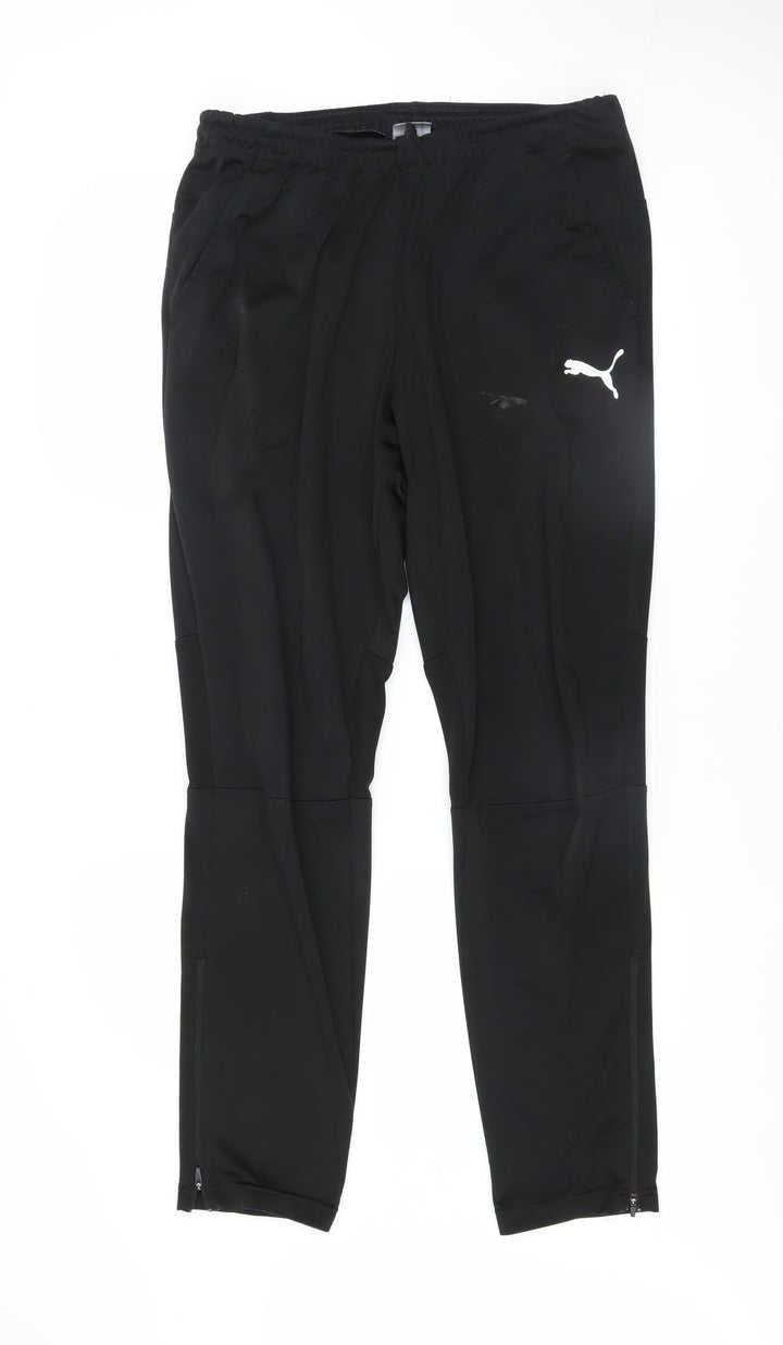 Puma Men's Black L Track Pants Polyester Tapered Leg Sportswear